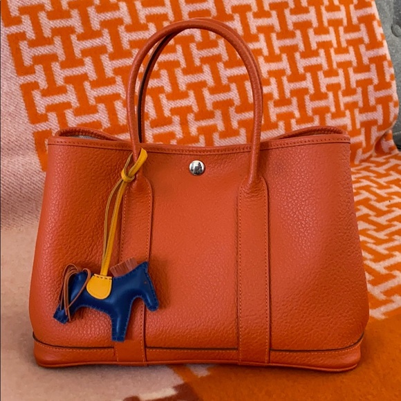 Hermes Handbags - Hermès Garden Party 30 orange leather Bag